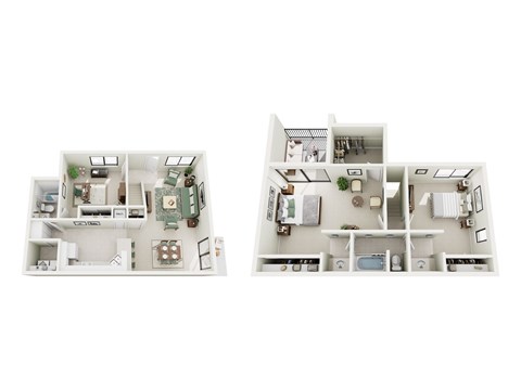 Floor plan for 3 beds, 2 baths, 1300 sqft